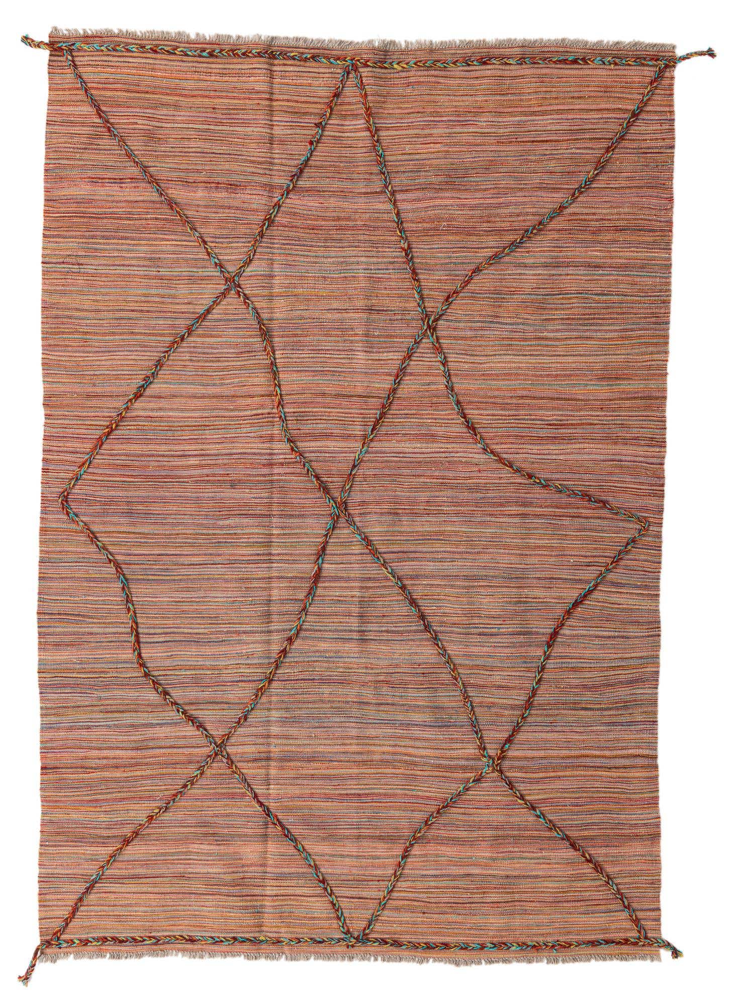 5' 10 x 8' 5 Hand Woven Kilim Modern Wool Rug
