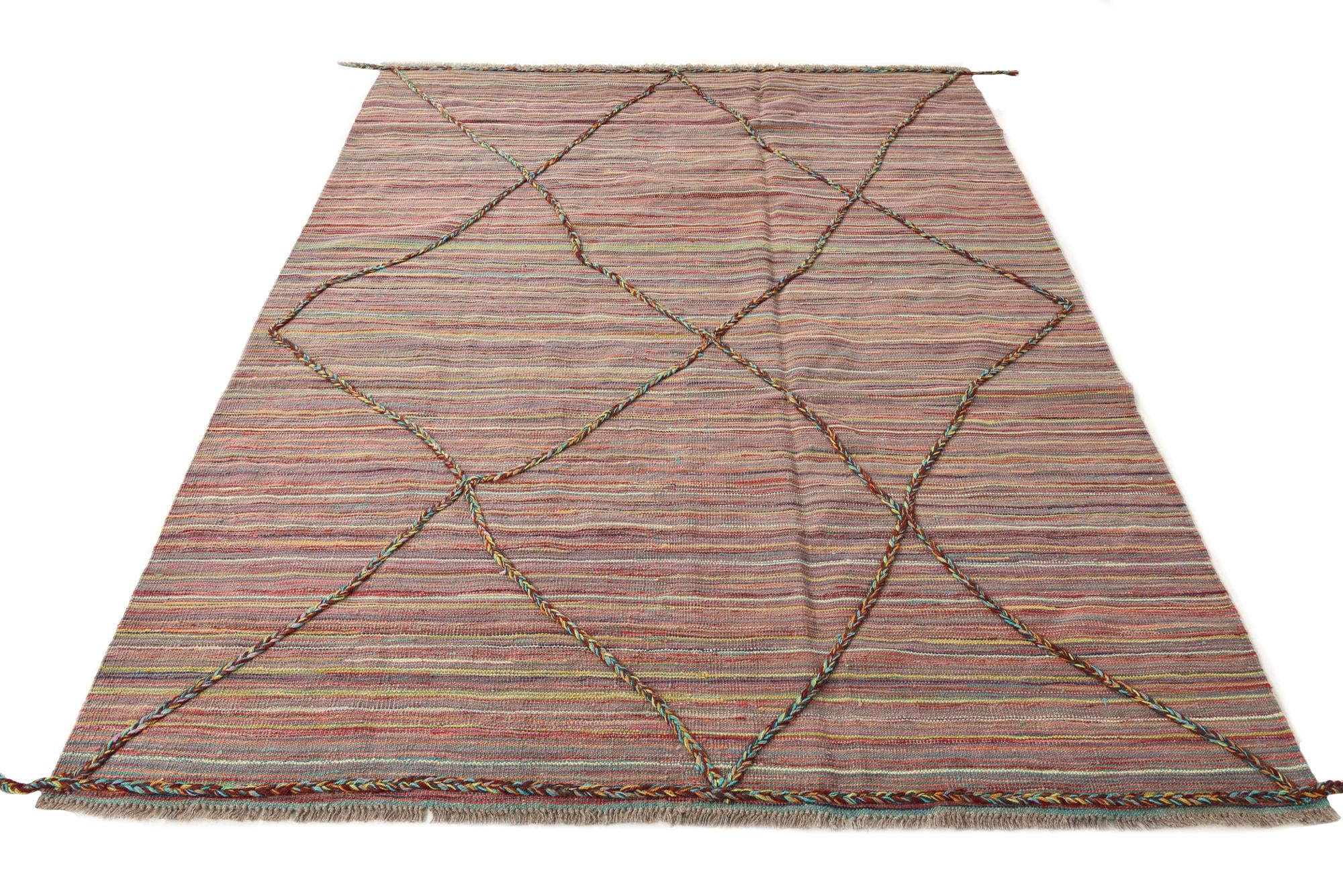 6' x 7' 10 Hand Woven Kilim Modern Wool Rug