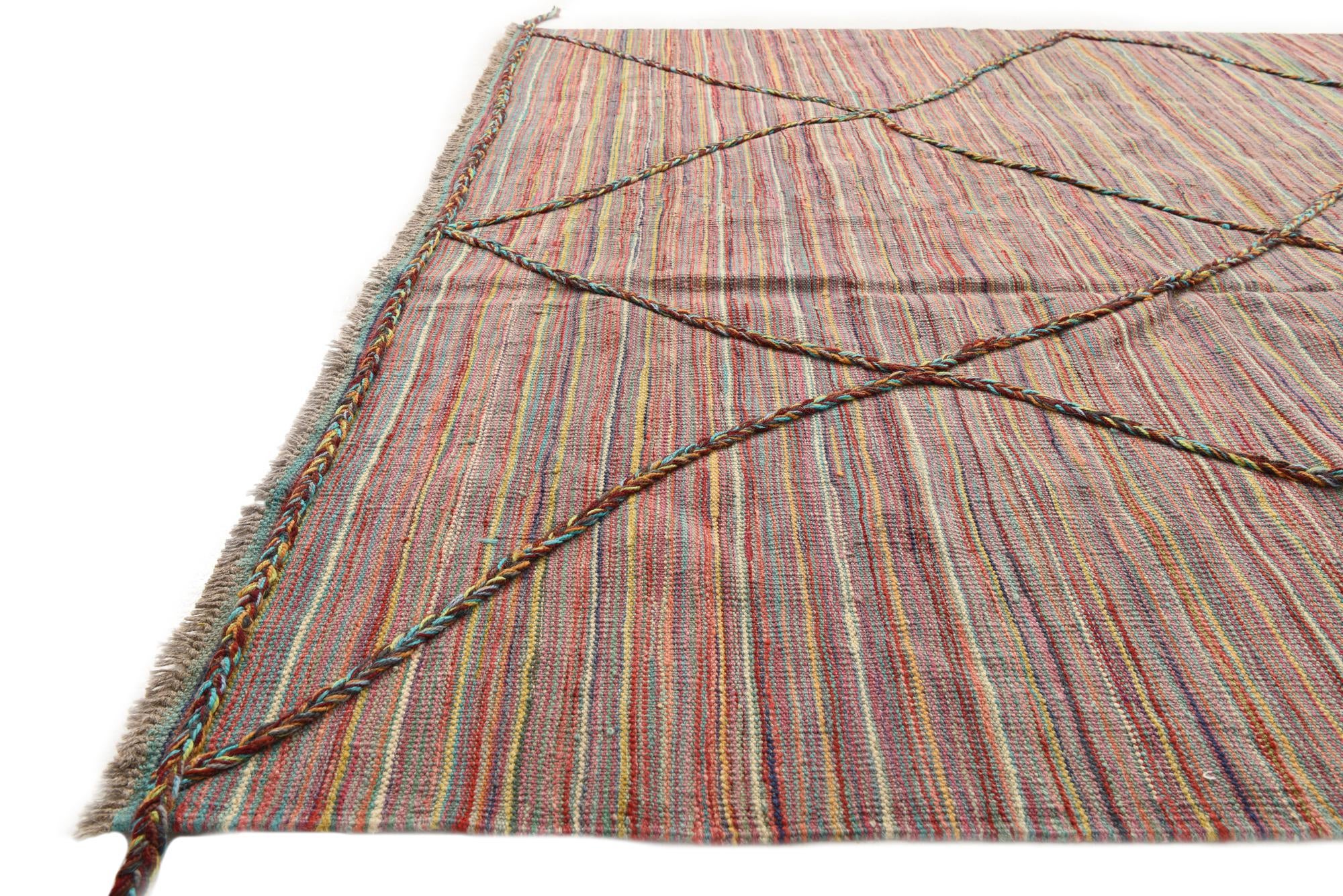 6' x 7' 10 Hand Woven Kilim Modern Wool Rug