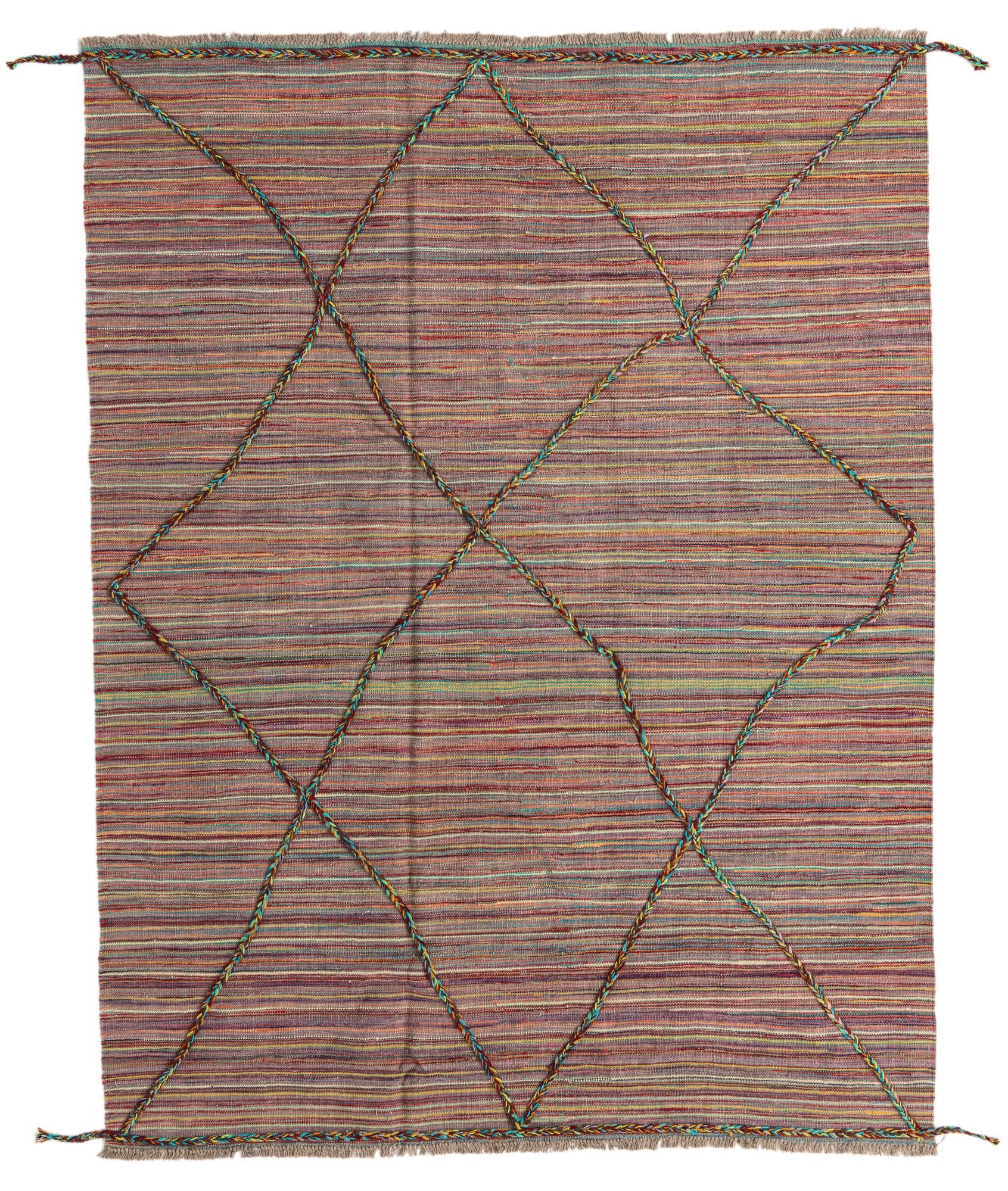 6' x 7' 10 Hand Woven Kilim Modern Wool Rug