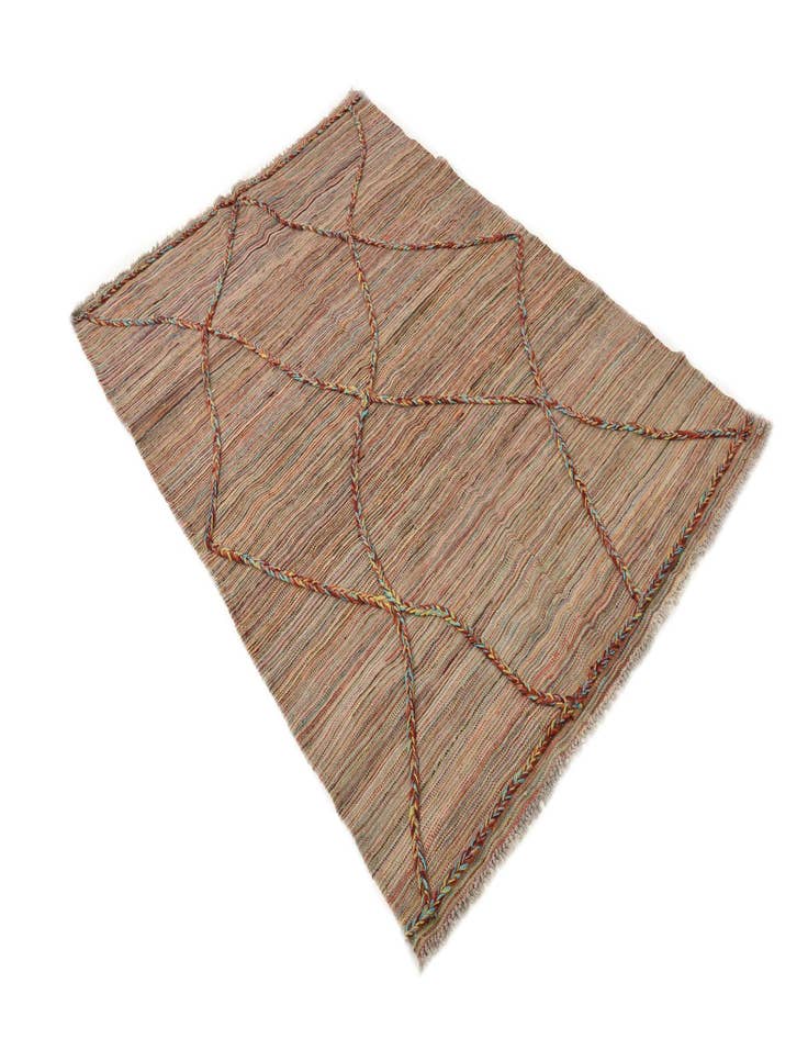 Detail image of 4' 4 x 6' 6 Hand Woven Kilim Modern Wool Rug