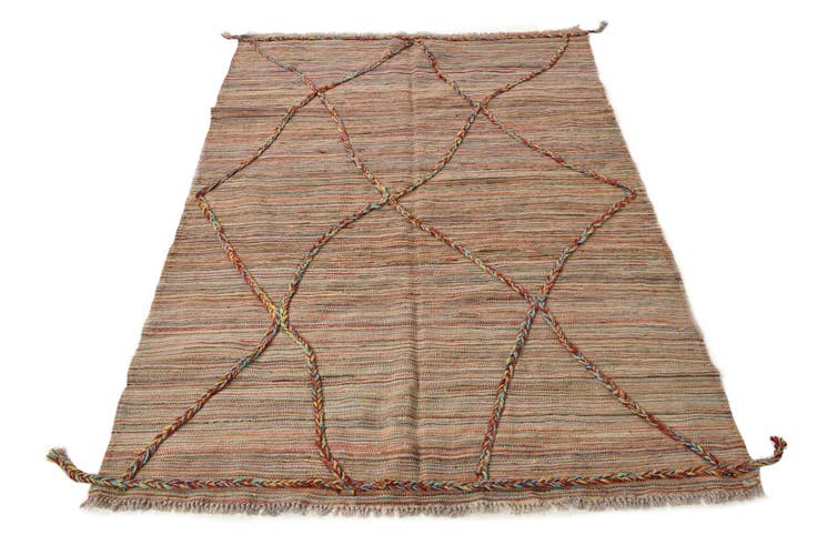 Detail image of 4' 4 x 6' 6 Hand Woven Kilim Modern Wool Rug