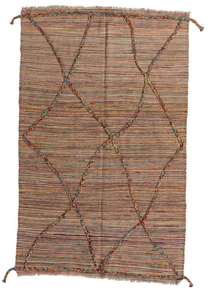4' 4 x 6' 6 Hand Woven Kilim Modern Wool Rug