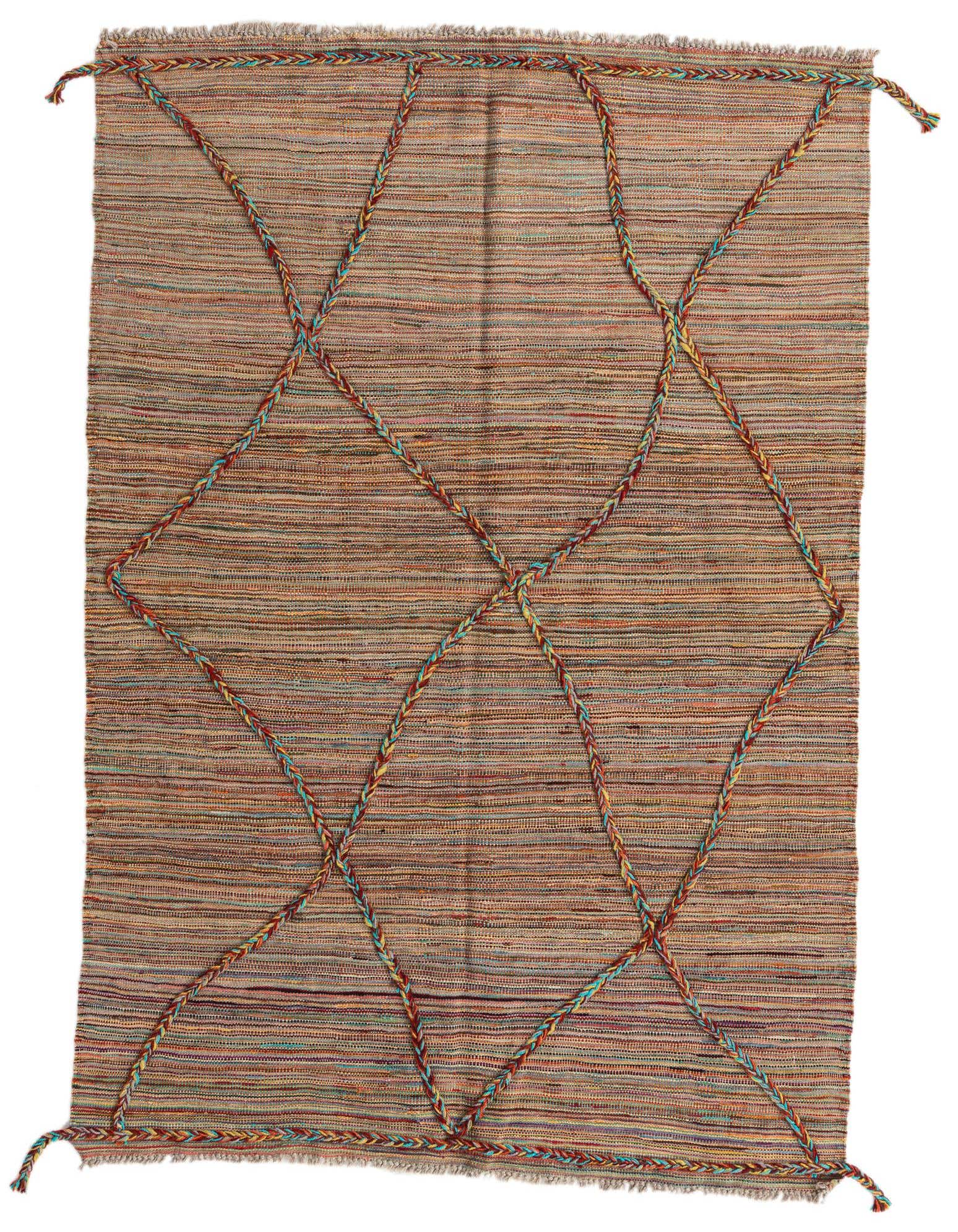 4' 4 x 6' 6 Hand Woven Kilim Modern Wool Rug
