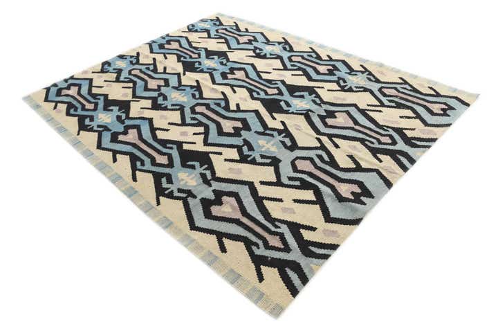 6' 2 x 7' 8 Hand Woven Kilim Modern Wool Rug