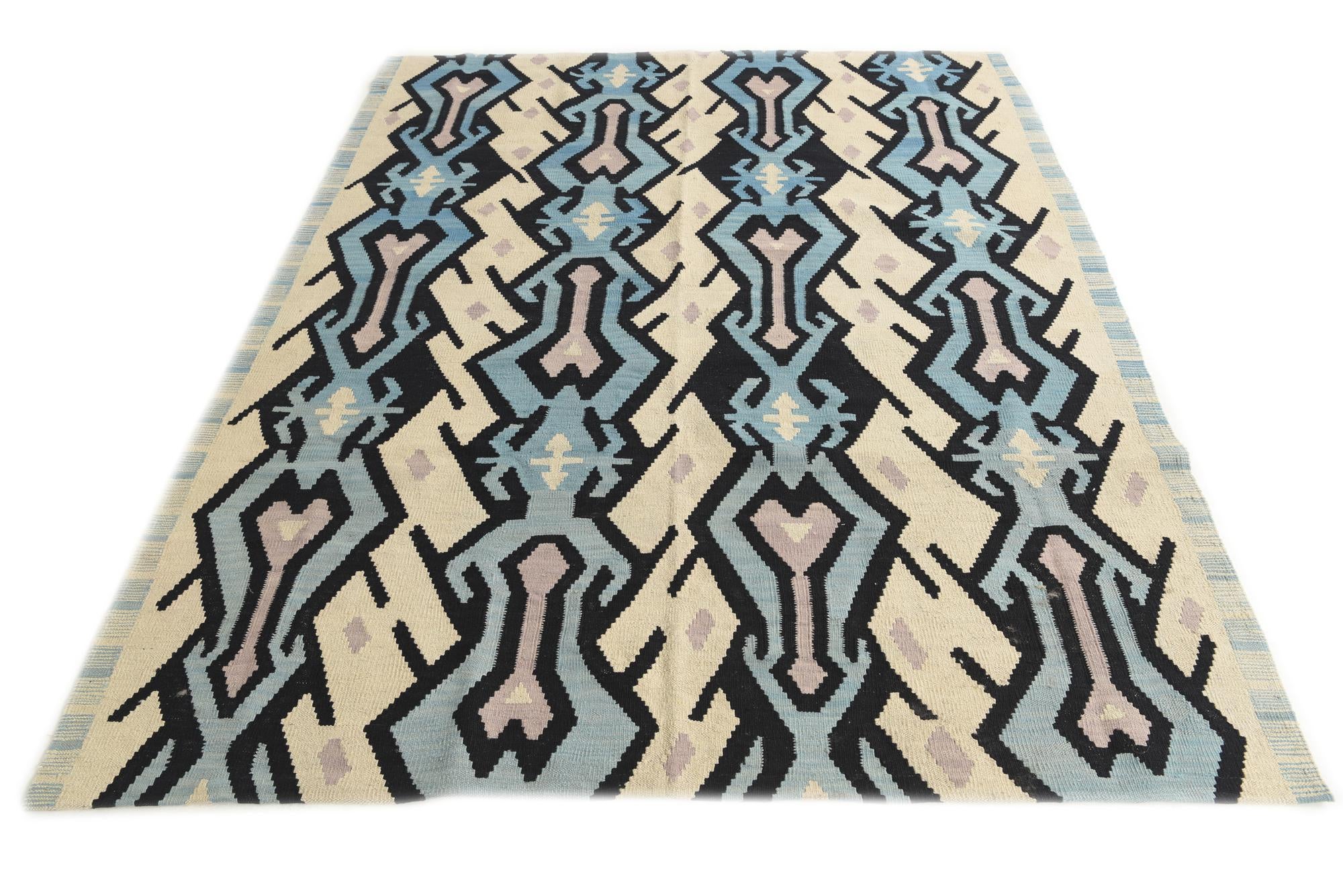 6' 2 x 7' 8 Hand Woven Kilim Modern Wool Rug