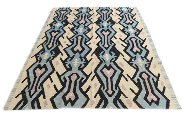 6' 2 x 7' 8 Hand Woven Kilim Modern Wool Rug