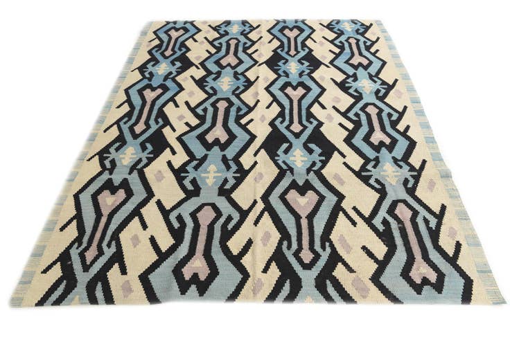 Detail image of 6' 2 x 7' 8 Hand Woven Kilim Modern Wool Rug