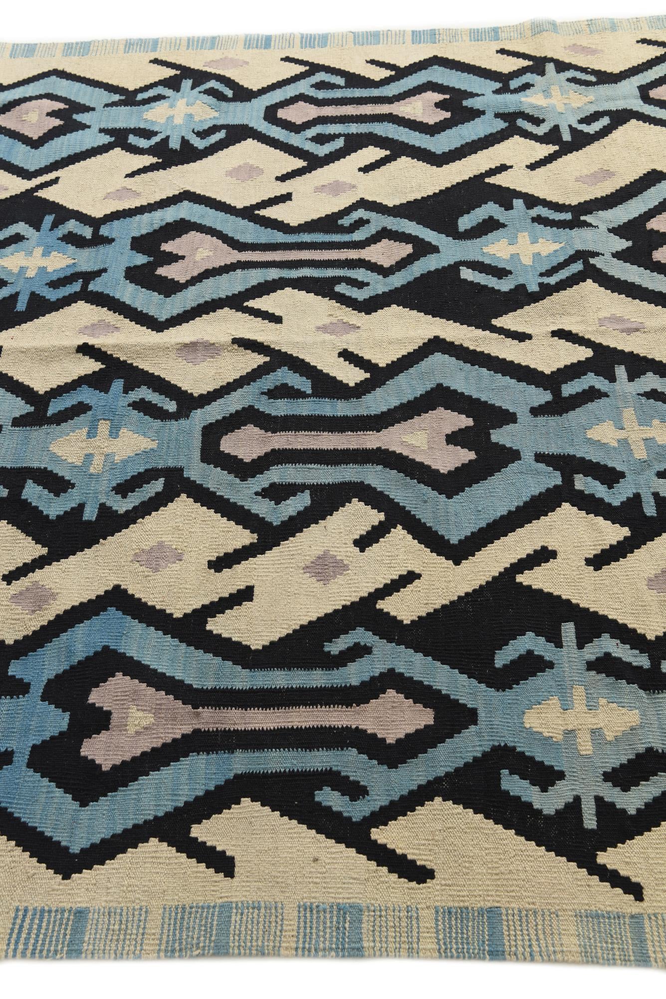 6' 2 x 7' 8 Hand Woven Kilim Modern Wool Rug