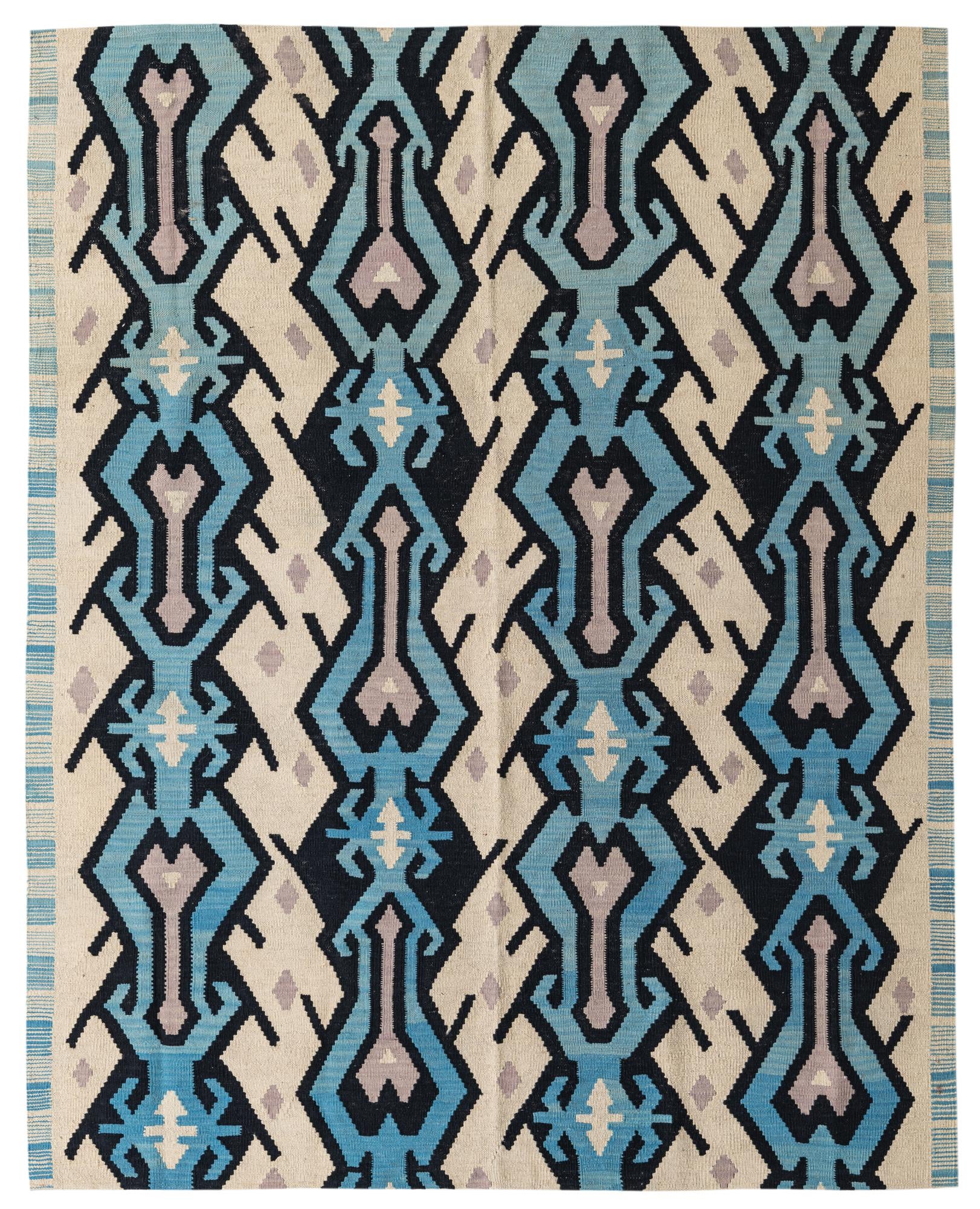 6' 2 x 7' 8 Hand Woven Kilim Modern Wool Rug