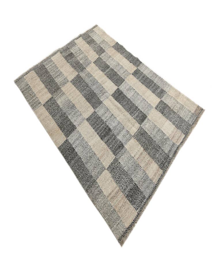 Detail image of 4' 10 x 6' 4 Hand Woven Kilim Modern Wool Rug