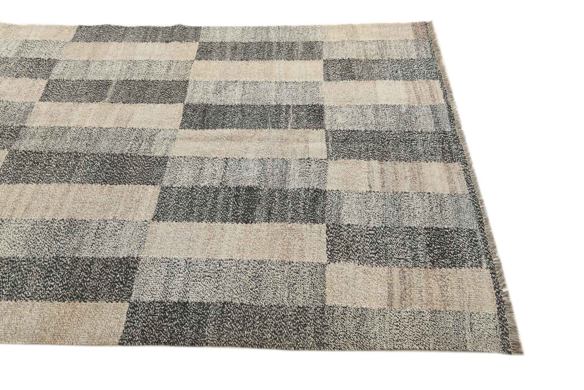 4' 10 x 6' 4 Hand Woven Kilim Modern Wool Rug