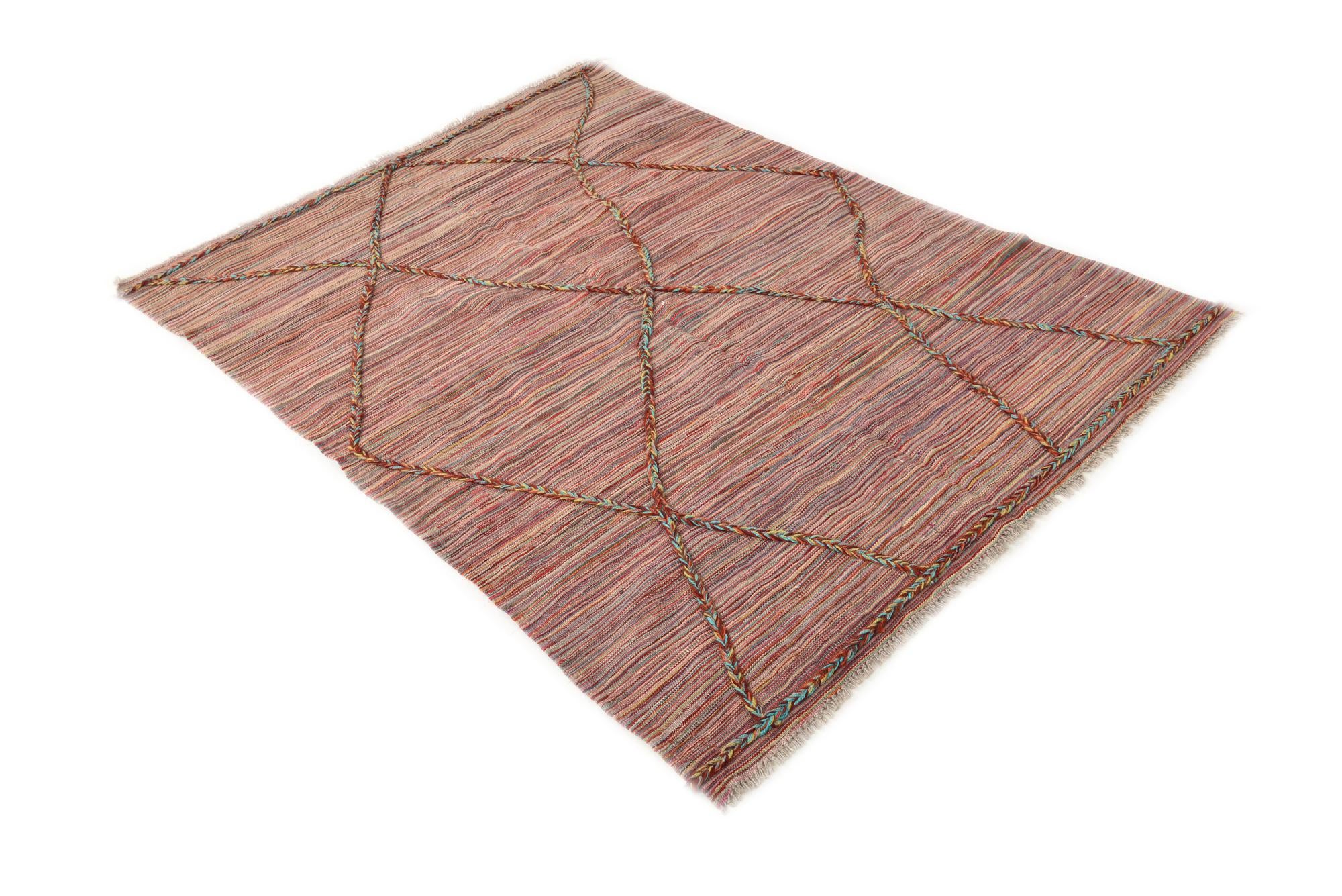 4' 7 x 6' 4 Hand Woven Kilim Modern Wool Rug