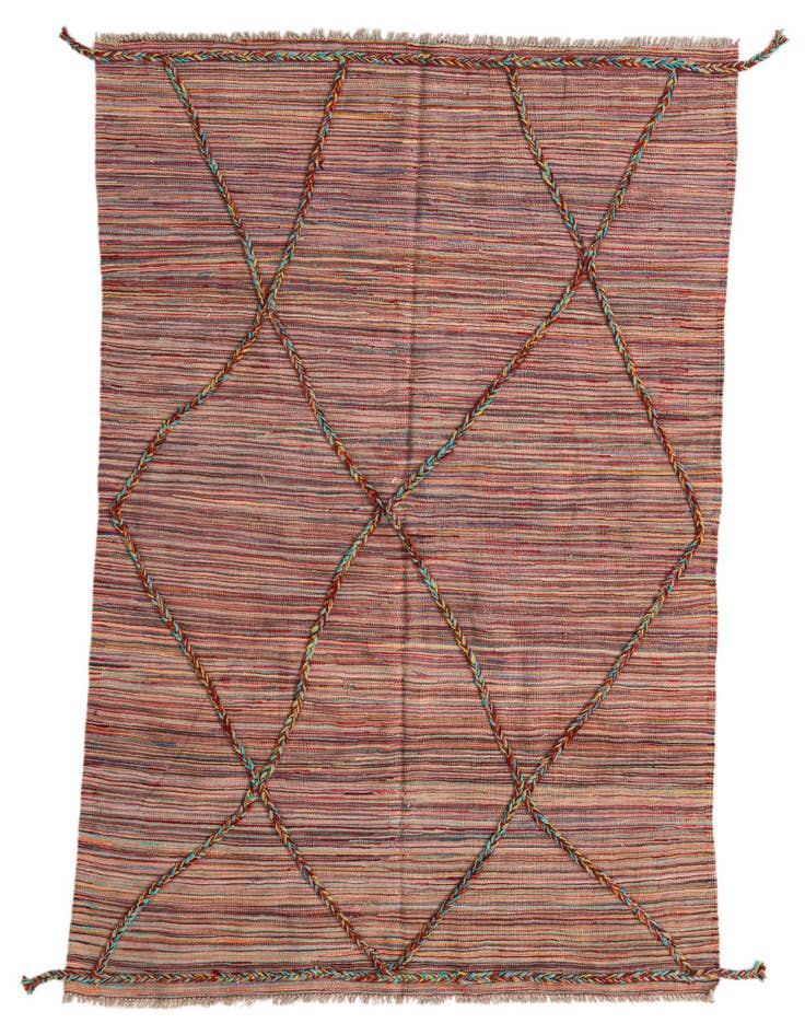 Detail image of 4' 7 x 6' 4 Hand Woven Kilim Modern Wool Rug