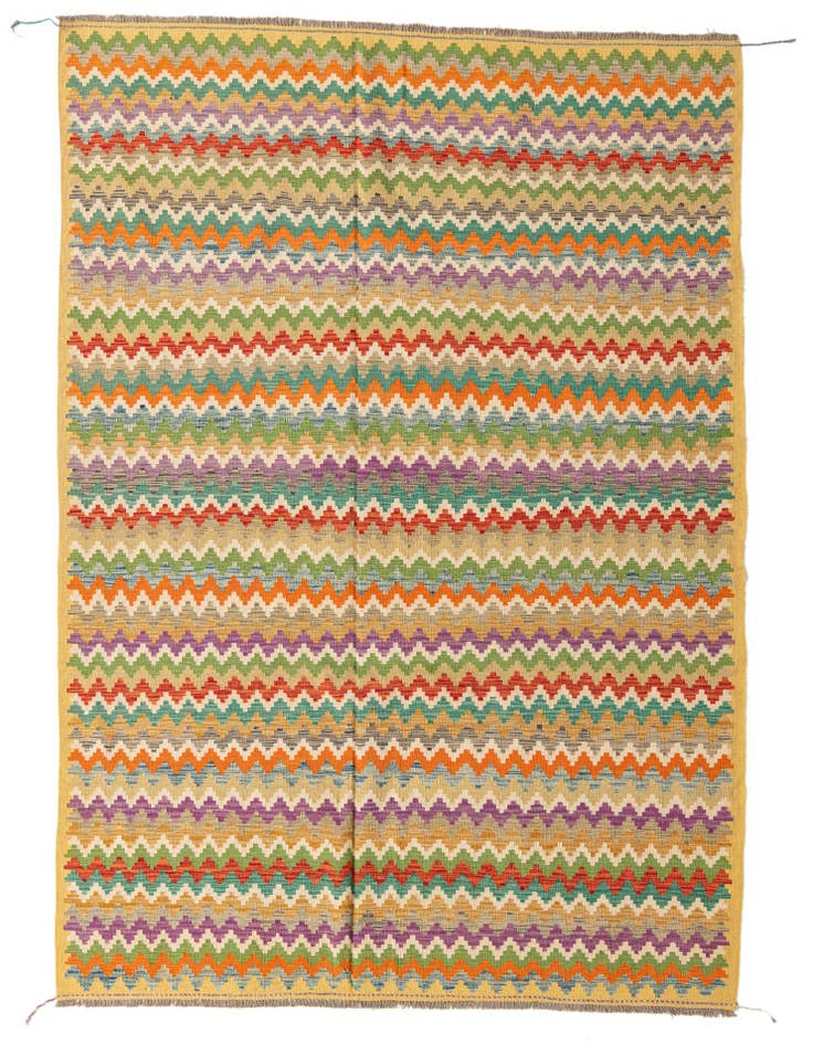 Detail image of 6' 6 x 9' 8 Hand Woven Kilim Modern Wool Rug