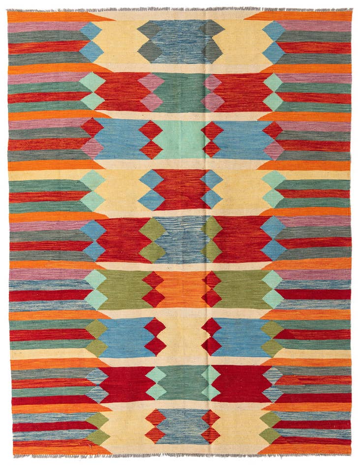 Detail image of 6' 5 x 9' 10 Hand Woven Kilim Modern Wool Rug
