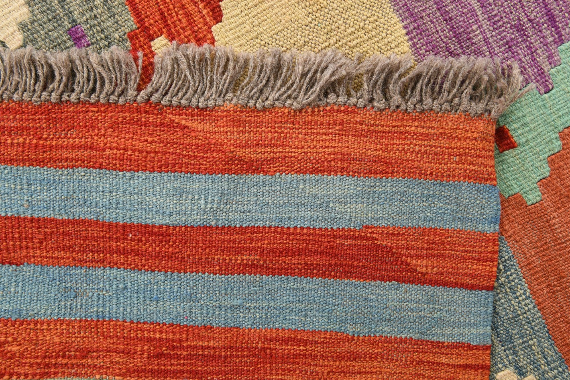 6' 7 x 9' 5 Hand Woven Kilim Modern Wool Rug