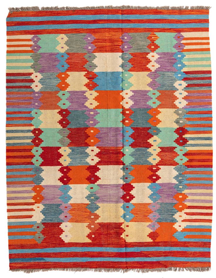Detail image of 6' 7 x 9' 5 Hand Woven Kilim Modern Wool Rug