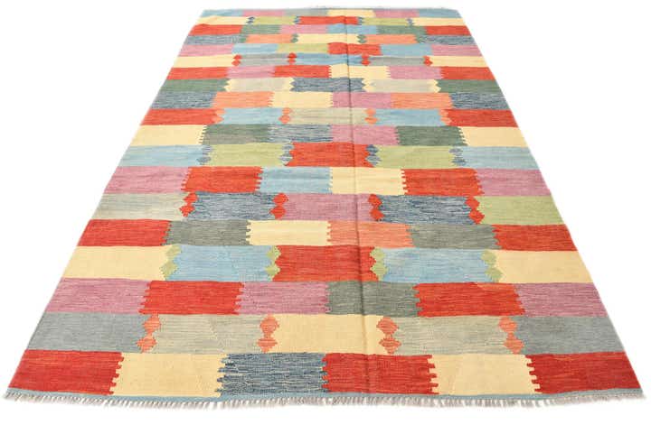 6' 6 x 9' 10 Hand Woven Kilim Modern Wool Rug