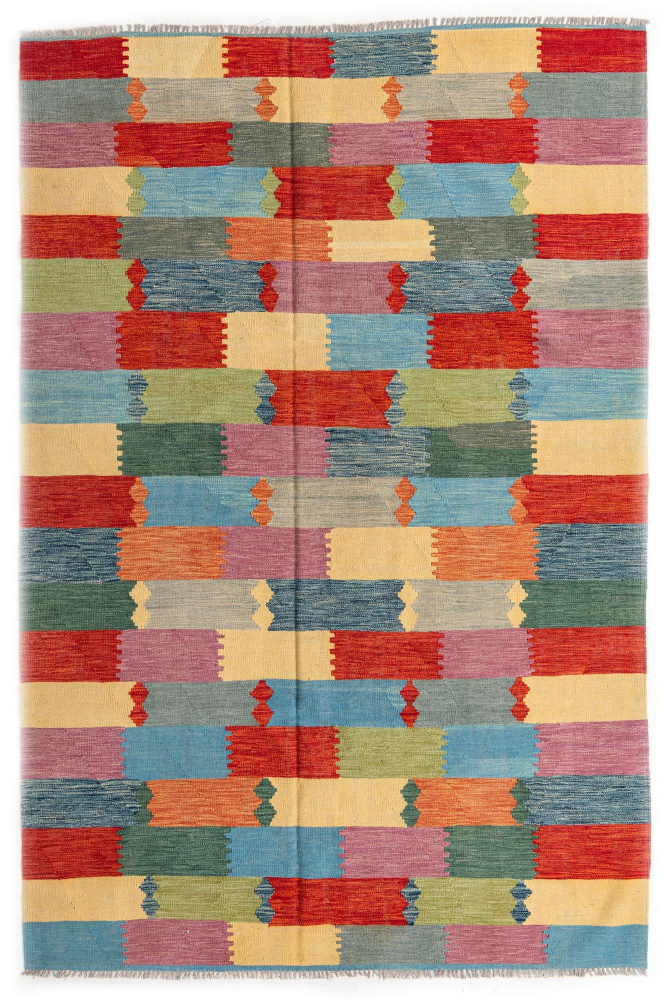 6' 6 x 9' 10 Hand Woven Kilim Modern Wool Rug