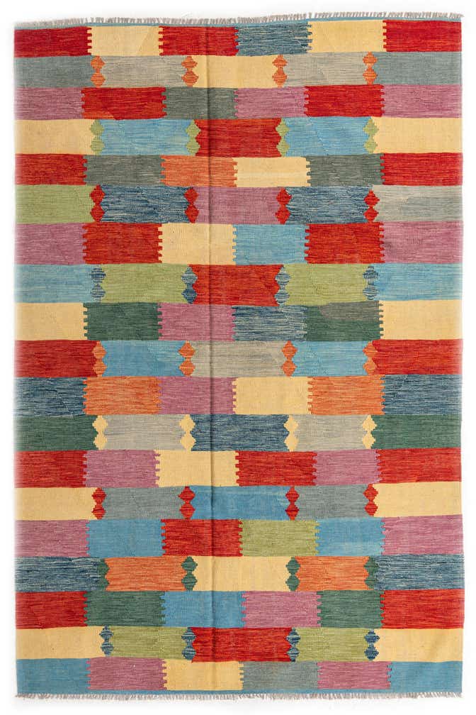 6' 6 x 9' 10 Hand Woven Kilim Modern Wool Rug