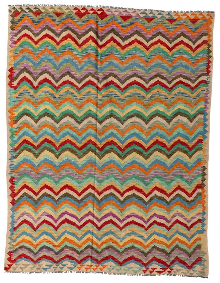Detail image of 6' 8 x 9' 6 Hand Woven Kilim Modern Wool Rug