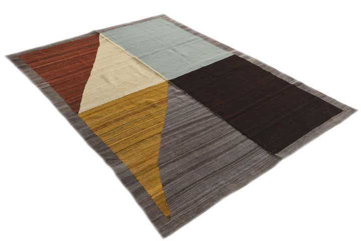 5' 9 x 8' Hand Woven Kilim Modern Wool Rug