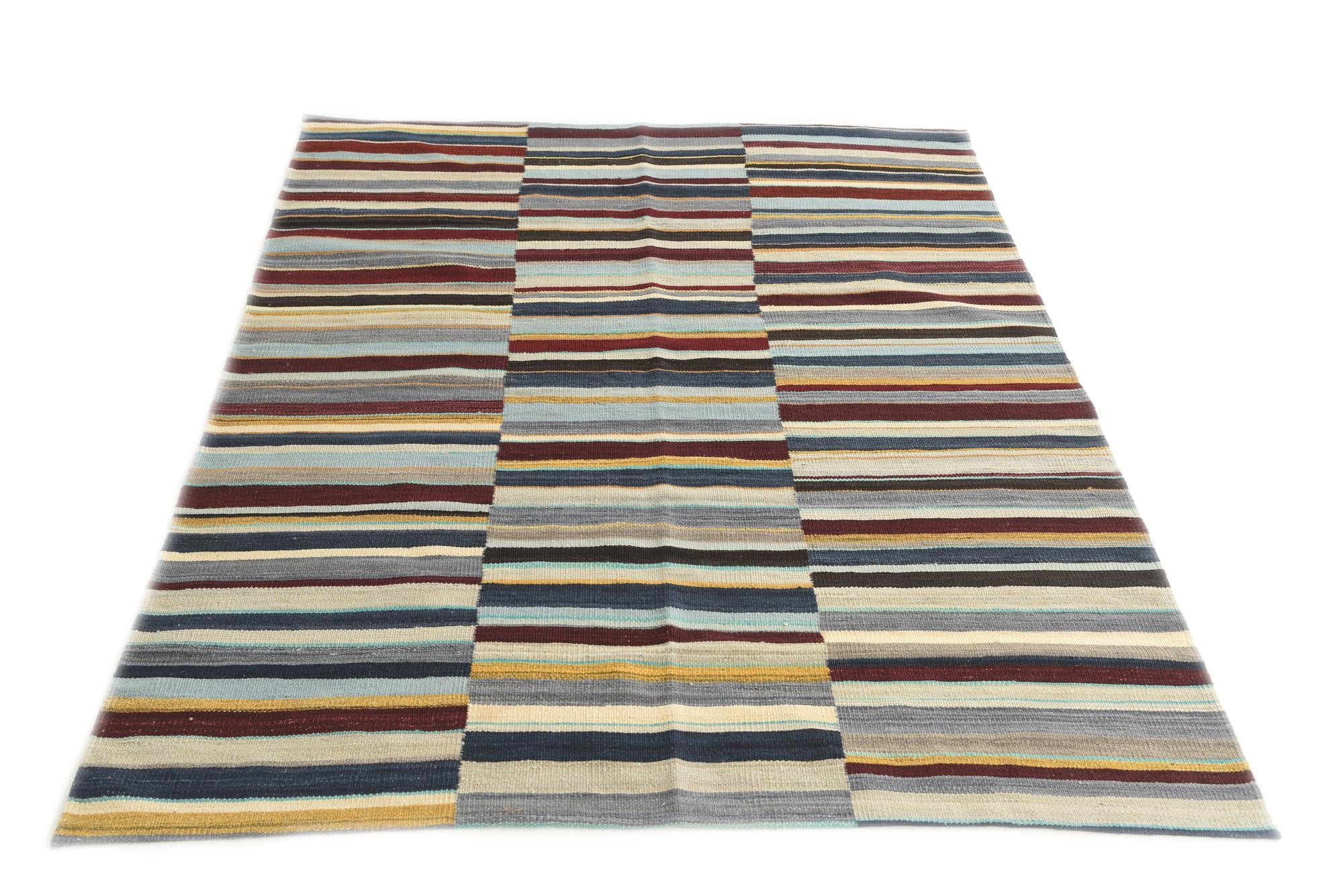 4' 8 x 6' 2 Hand Woven Kilim Modern Wool Rug