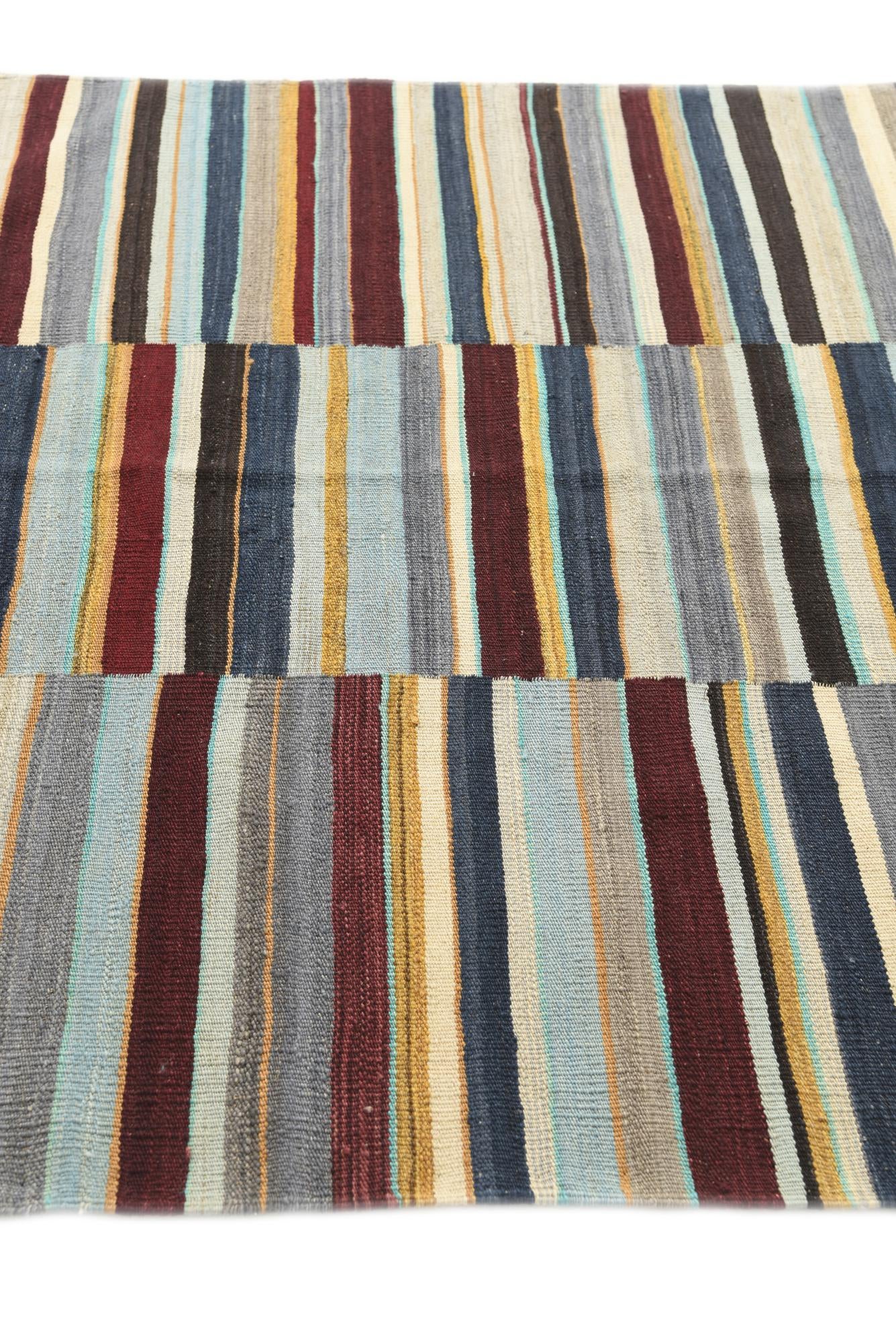4' 8 x 6' 2 Hand Woven Kilim Modern Wool Rug
