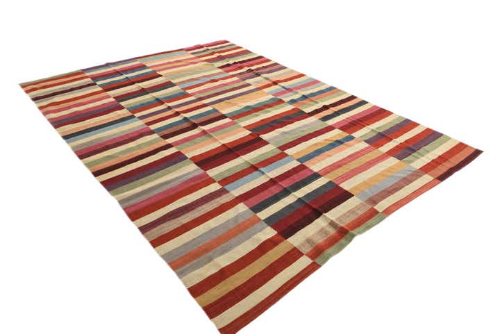 8' 2 x 11' 1 Hand Woven Kilim Modern Wool Rug