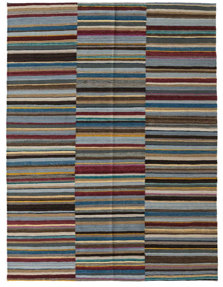 Detail image of 4' 8 x 6' 5 Hand Woven Kilim Modern Wool Rug