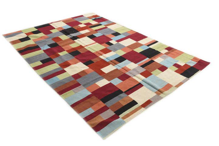 6' 10 x 9' 10 Hand Woven Kilim Modern Wool Rug