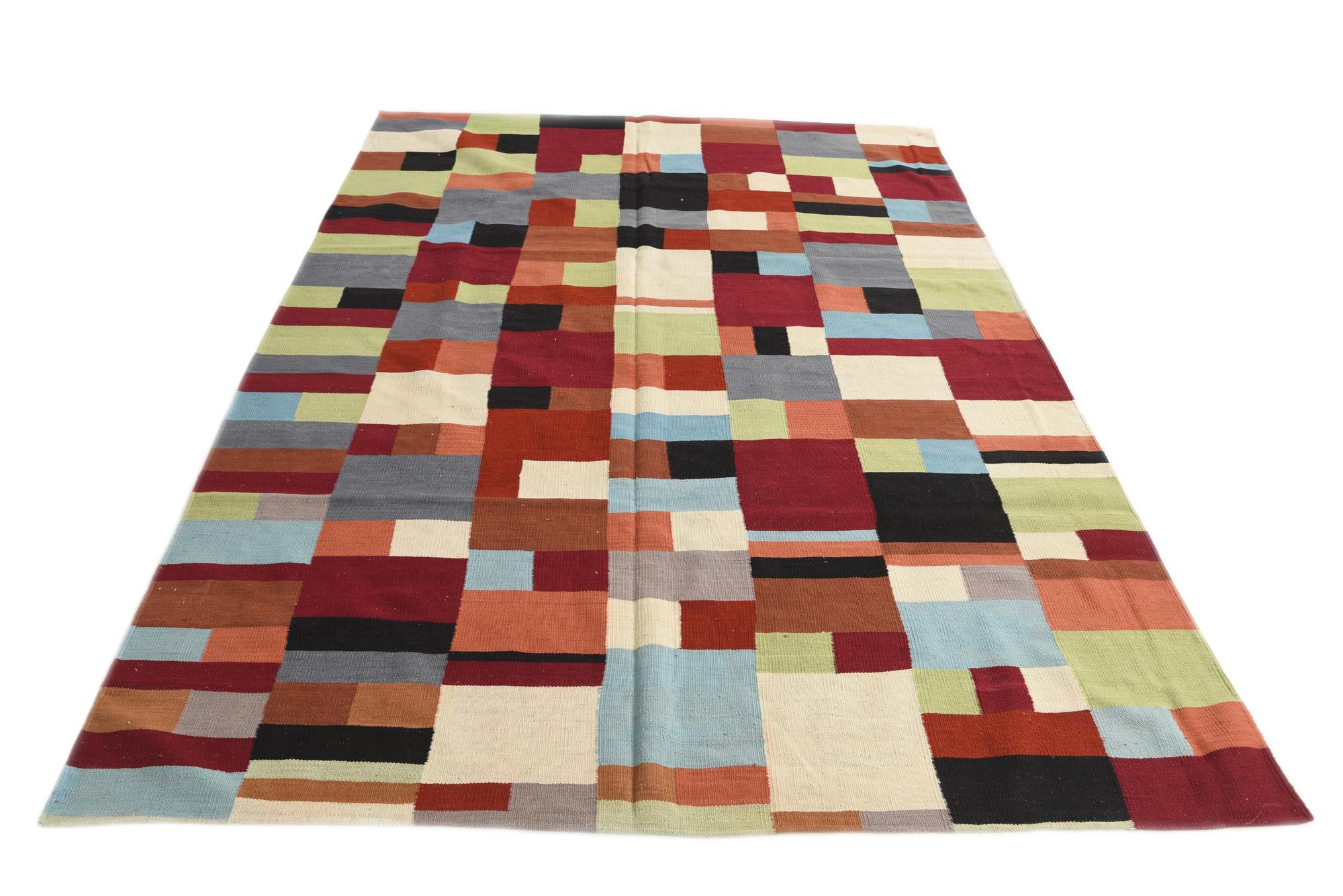 6' 10 x 9' 10 Hand Woven Kilim Modern Wool Rug