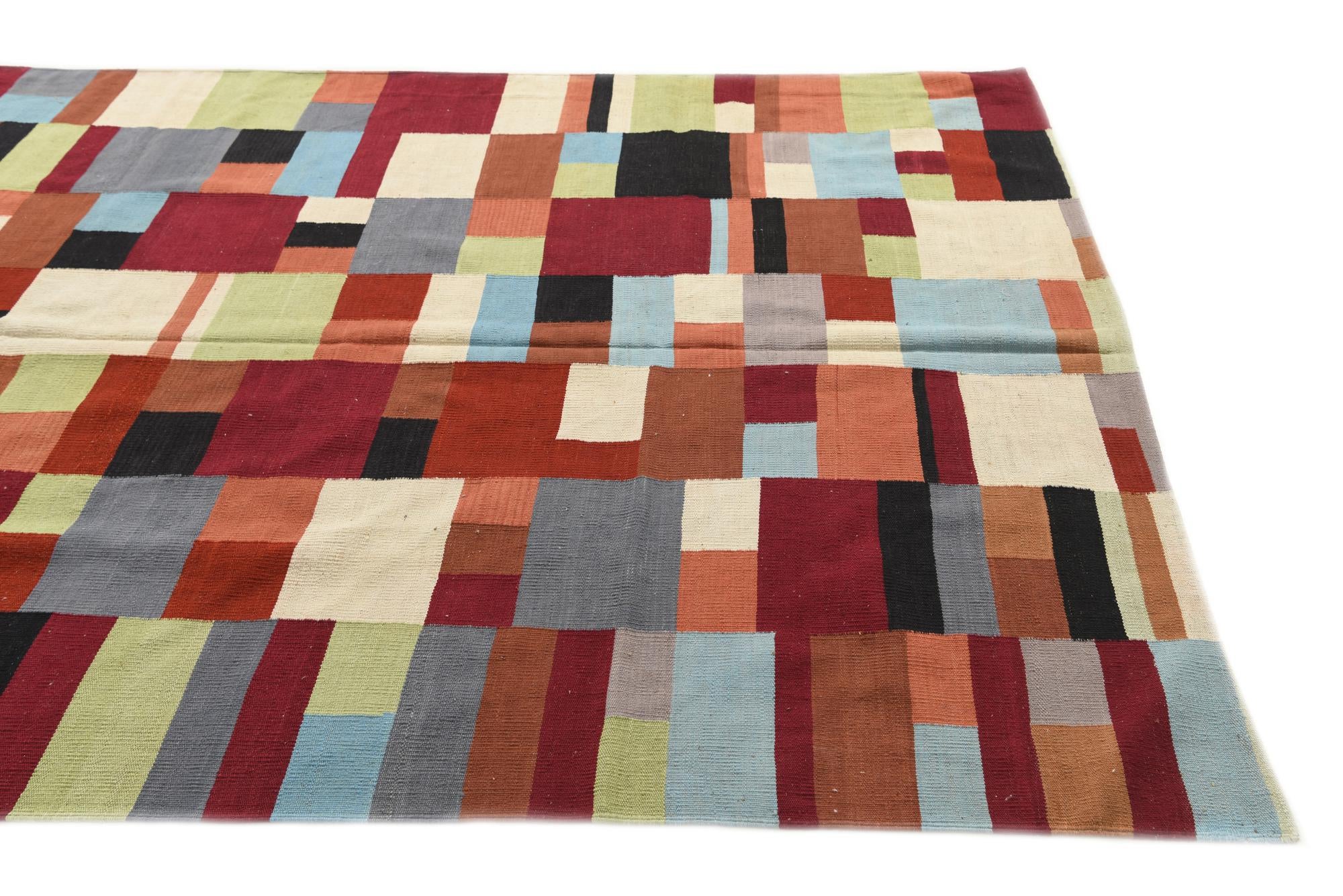 6' 10 x 9' 10 Hand Woven Kilim Modern Wool Rug