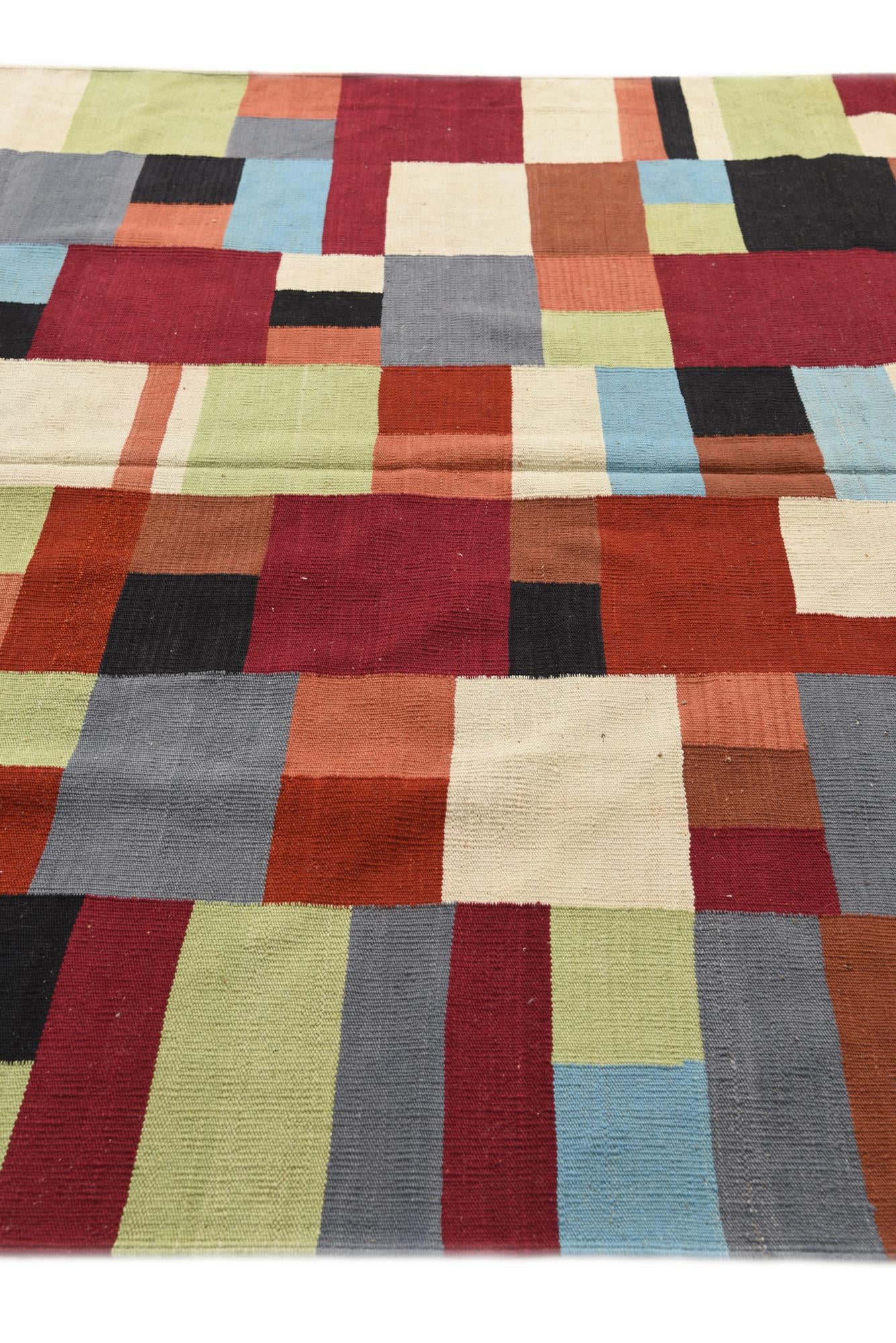 6' 10 x 9' 10 Hand Woven Kilim Modern Wool Rug