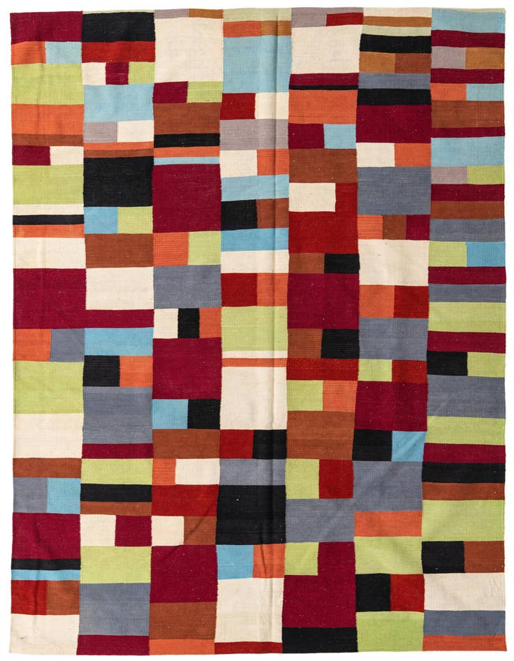 Detail image of 6' 10 x 9' 10 Hand Woven Kilim Modern Wool Rug