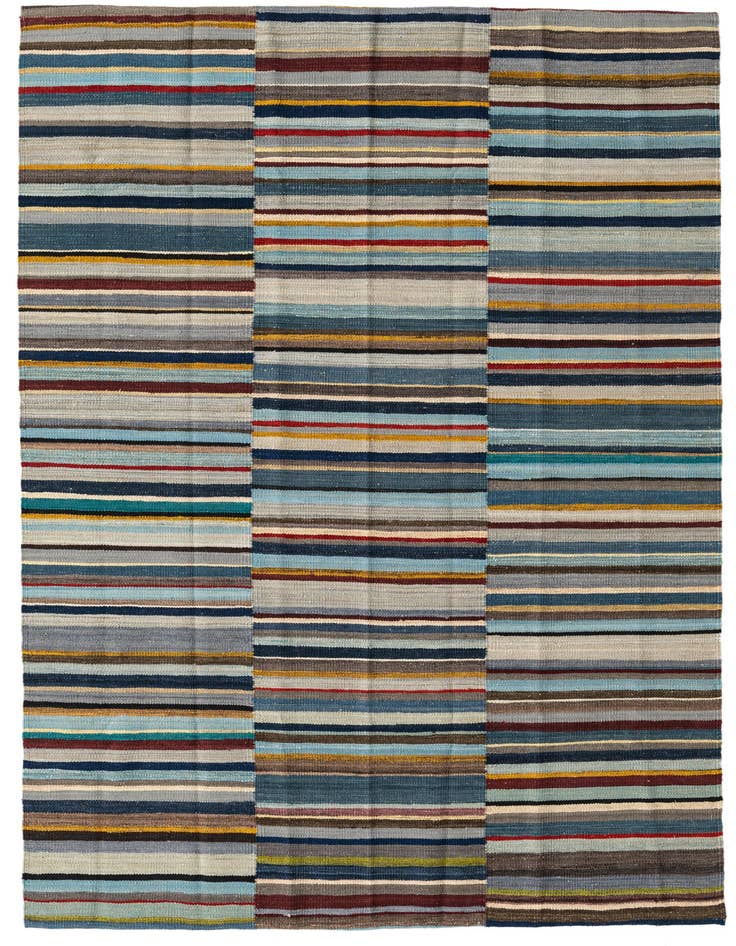 Detail image of 4' 8 x 6' 5 Hand Woven Kilim Modern Wool Rug
