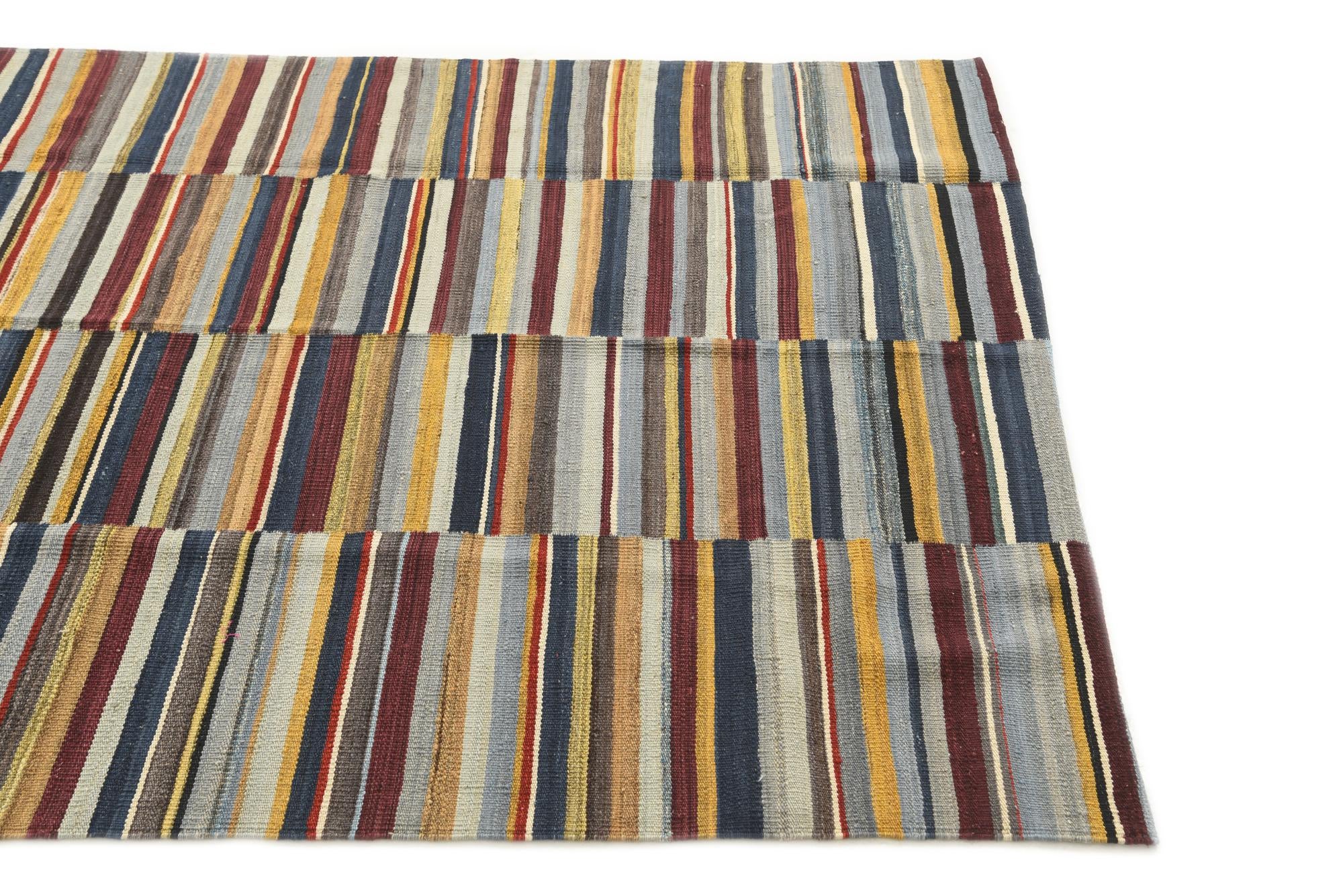 4' 9 x 6' 5 Hand Woven Kilim Modern Wool Rug