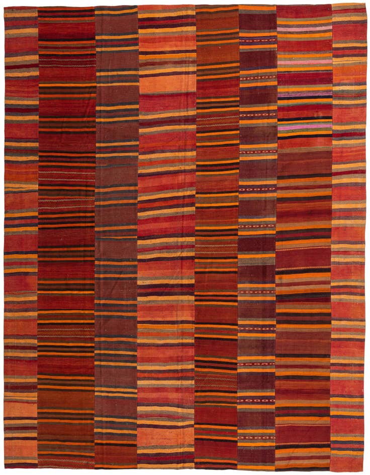 Detail image of 12' 6 x 15' 5 Hand Woven Kilim Modern Wool Rug