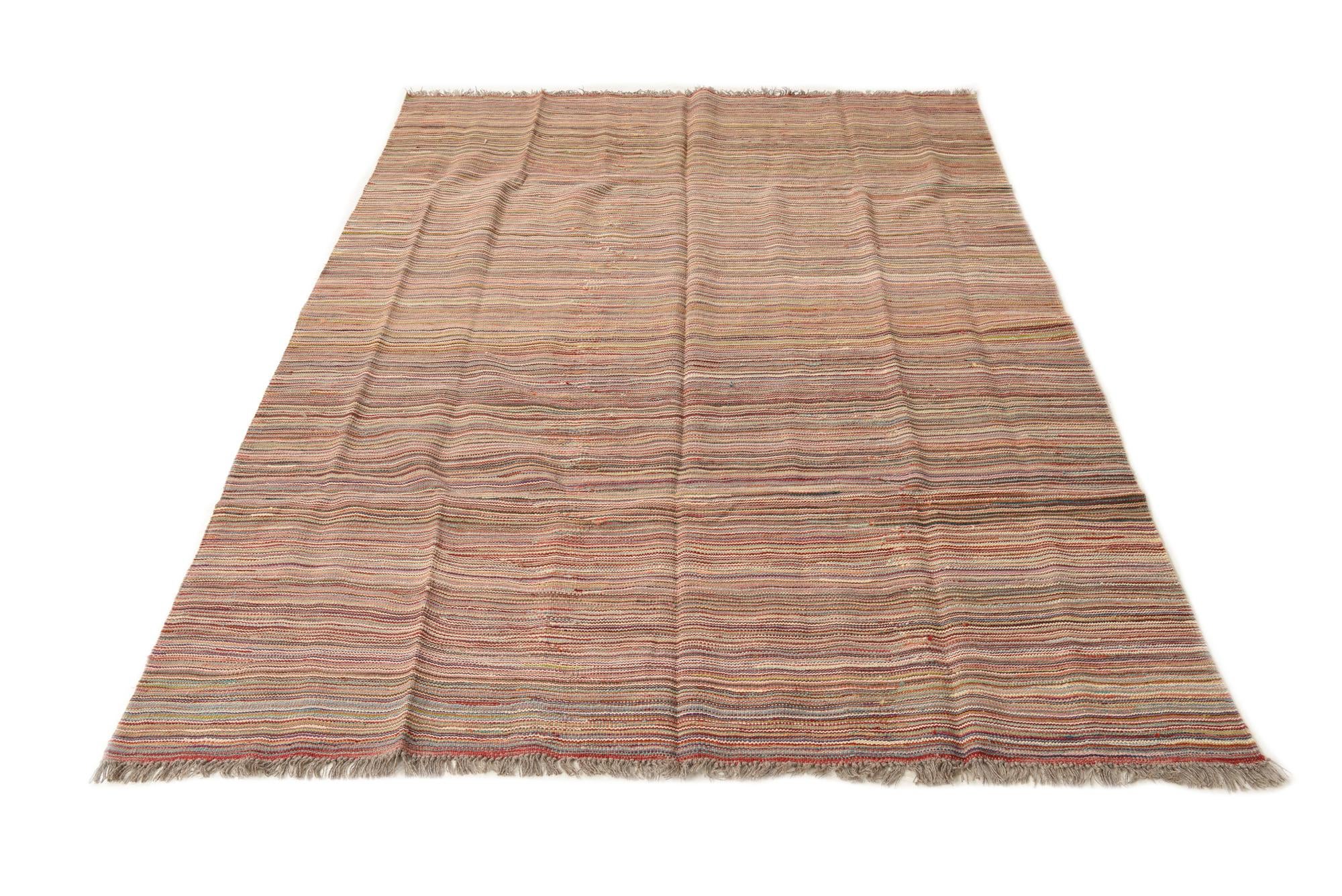 5' 8 x 8' 2 Hand Woven Kilim Modern Wool Rug