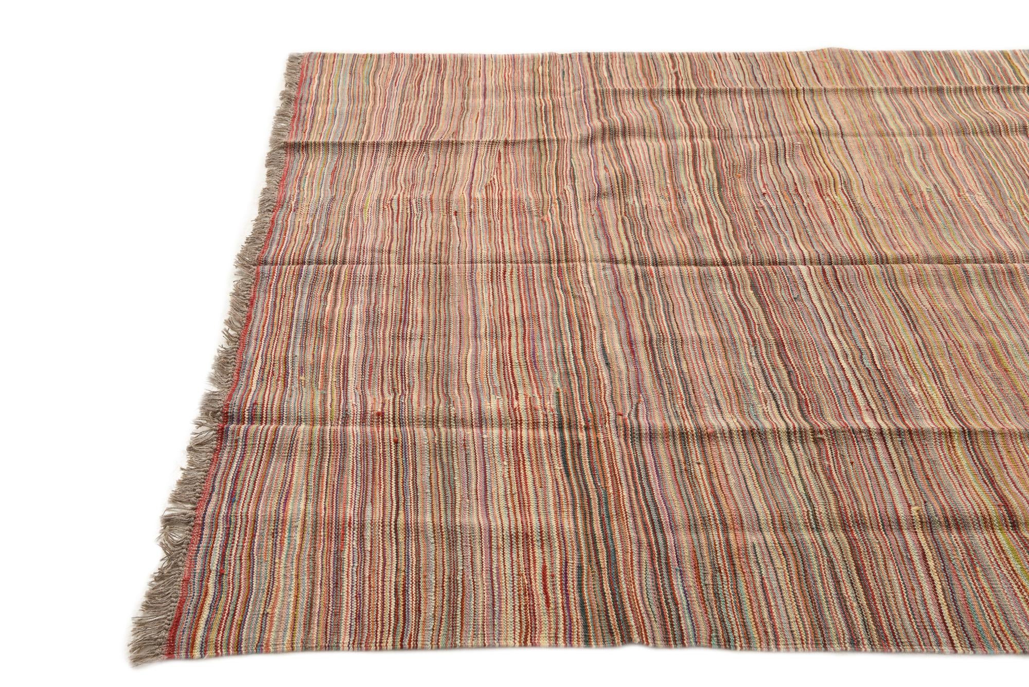 5' 8 x 8' 2 Hand Woven Kilim Modern Wool Rug