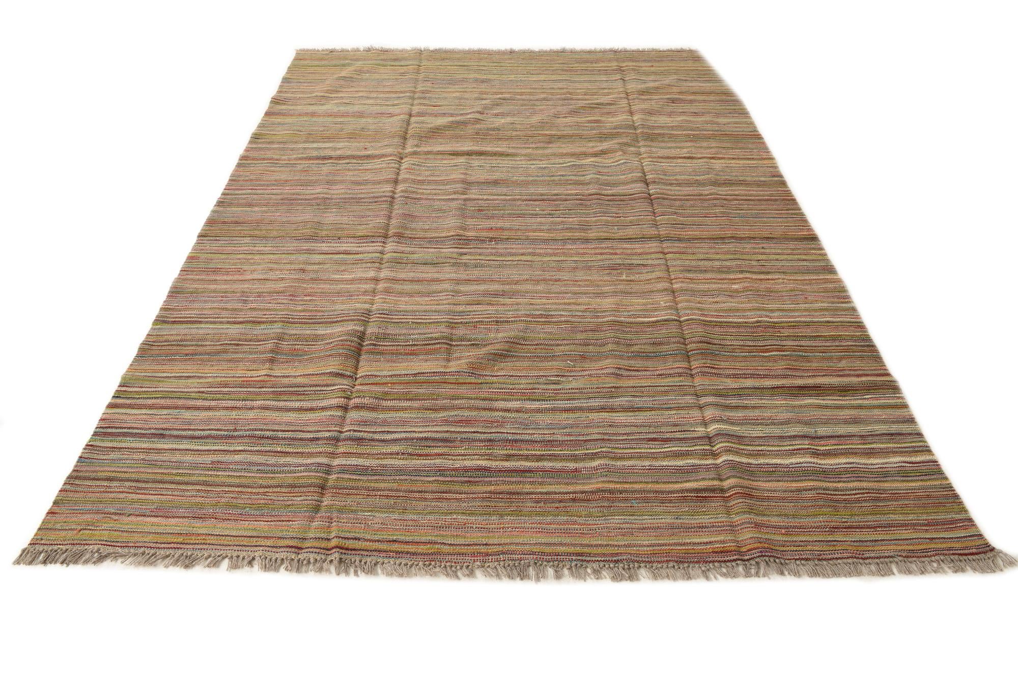 6' 6 x 9' 6 Hand Woven Kilim Modern Wool Rug