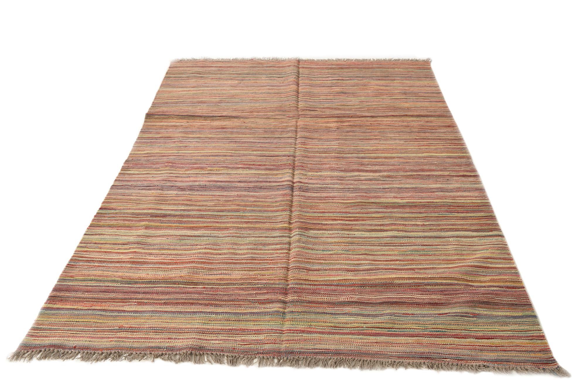 5' 7 x 7' 10 Hand Woven Kilim Modern Wool Rug