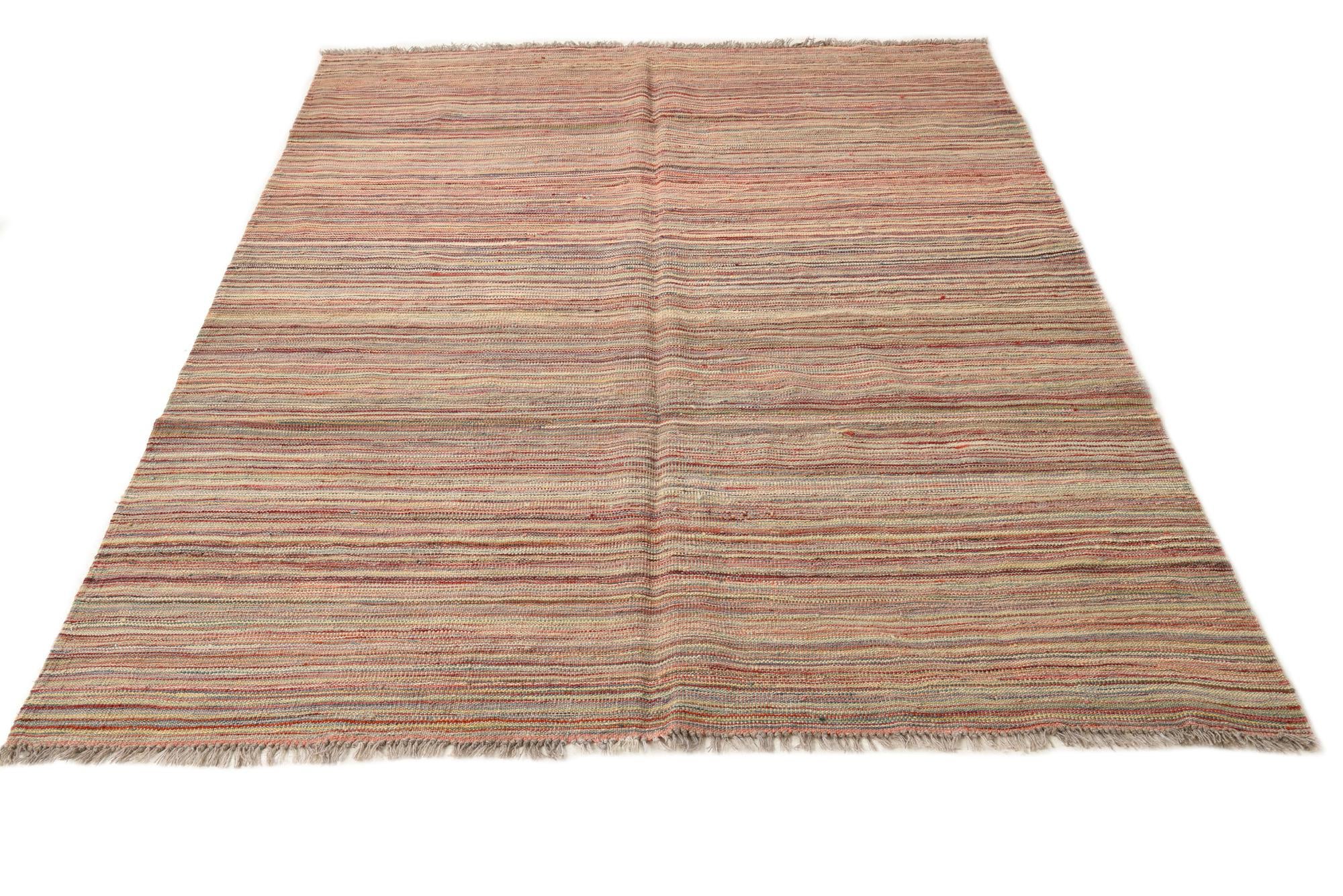 5' 8 x 7' 10 Hand Woven Kilim Modern Wool Rug