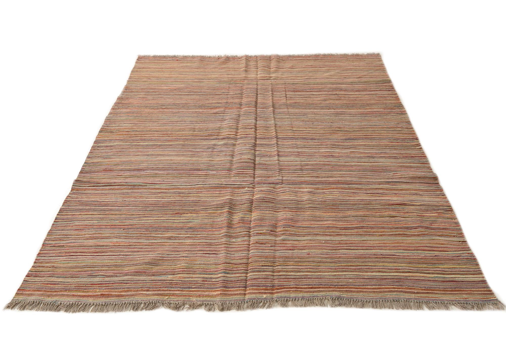 6' x 7' 9 Hand Woven Kilim Modern Wool Rug