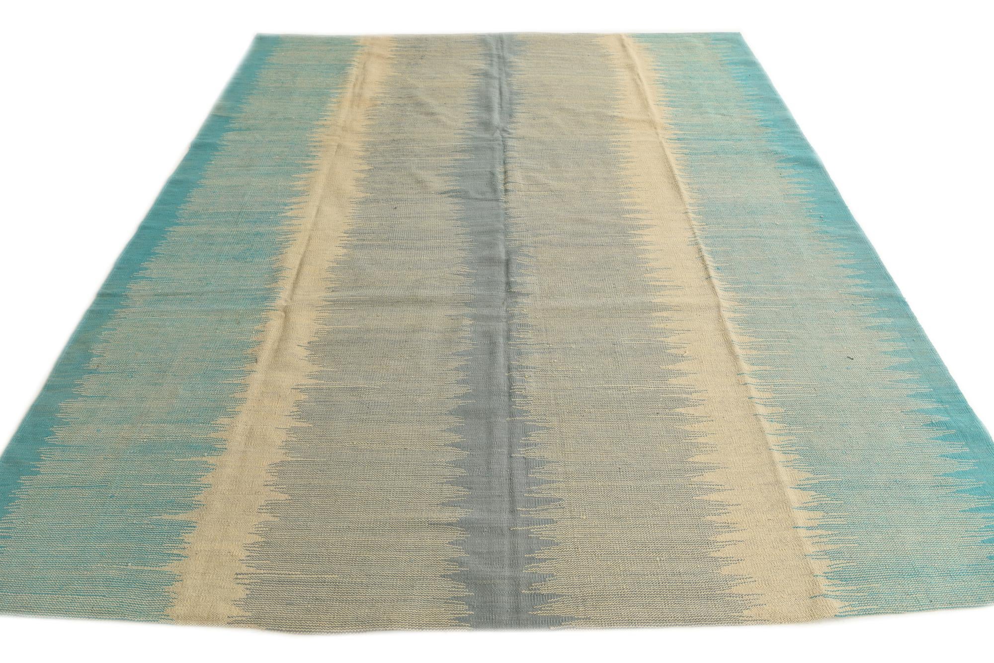 8' 1 x 9' 7 Hand Woven Kilim Modern Wool Rug