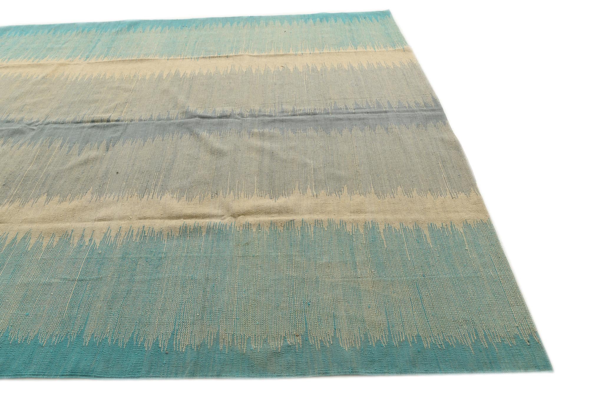 8' 1 x 9' 7 Hand Woven Kilim Modern Wool Rug