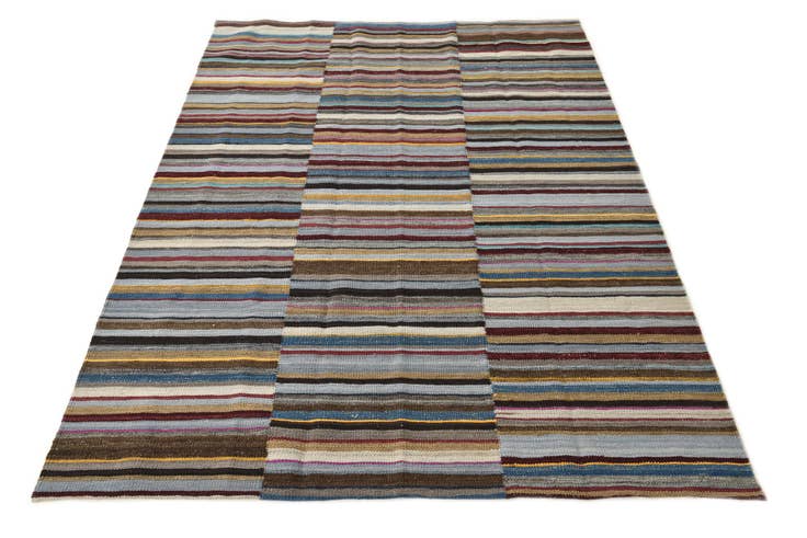 Detail image of 4' 9 x 6' 4 Hand Woven Kilim Modern Wool Rug
