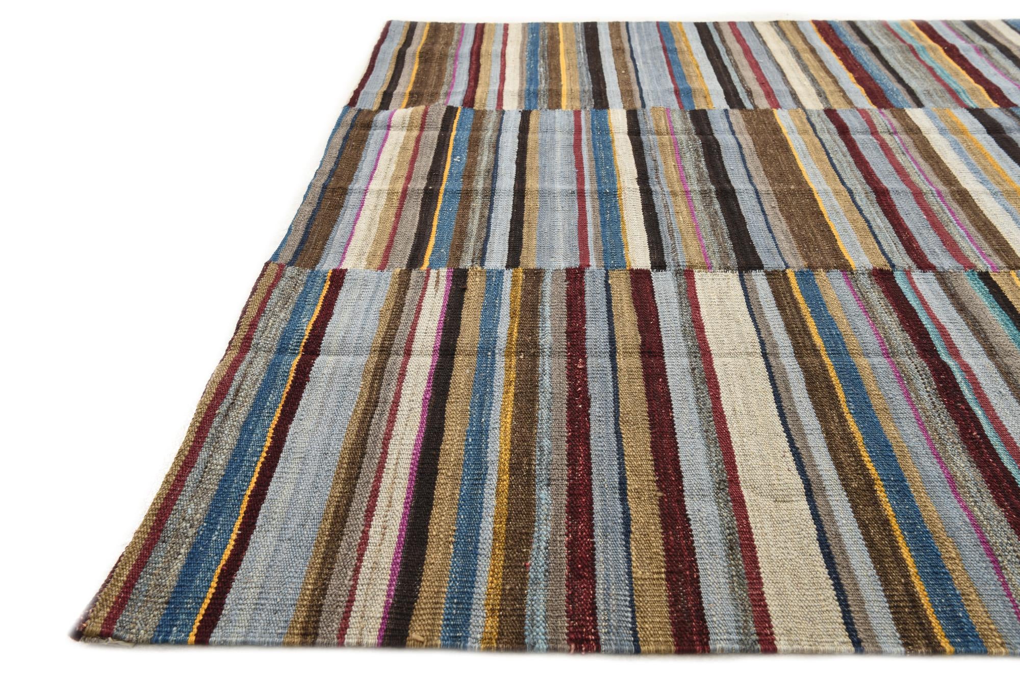 4' 9 x 6' 4 Hand Woven Kilim Modern Wool Rug