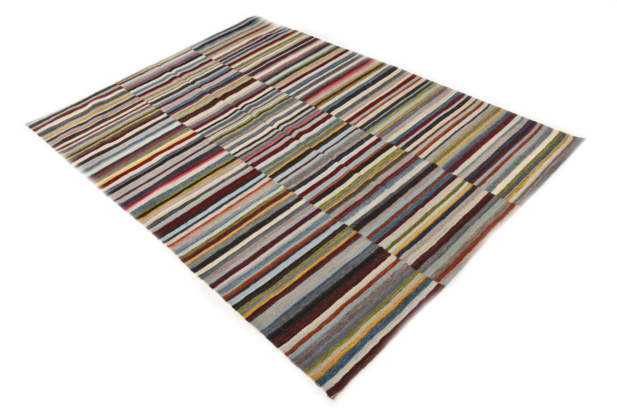 4' 7 x 6' 4 Hand Woven Kilim Modern Wool Rug